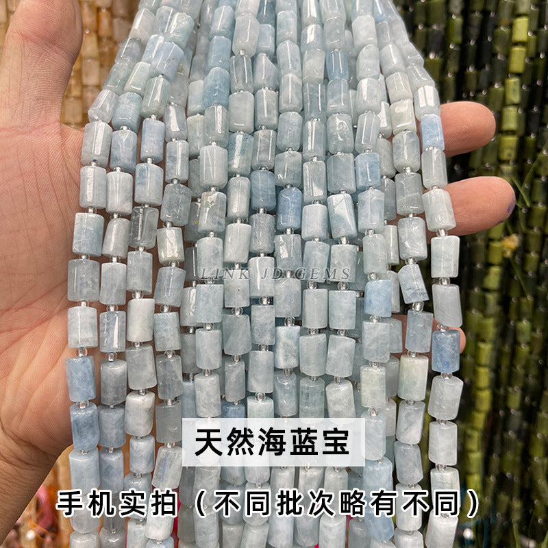 Natural stone crystal cut round tube beads loose beads