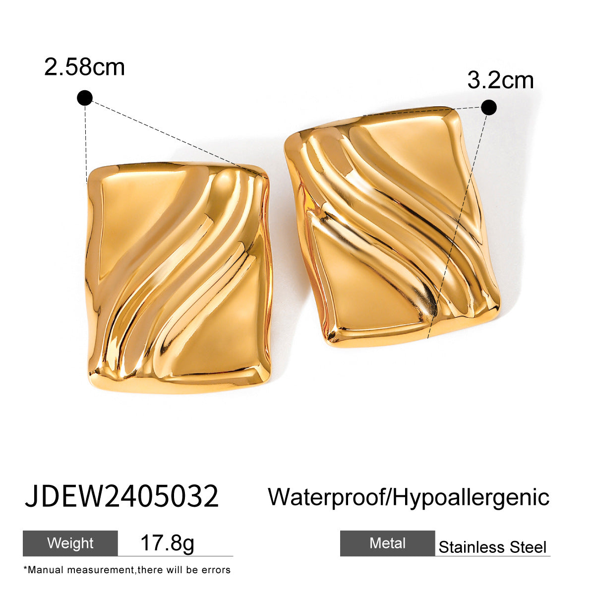 earrings pleated square wave