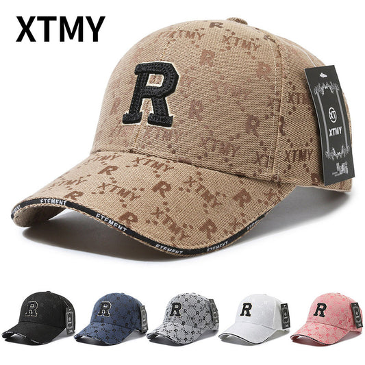 Embroidered R Floral Outdoor Baseball Cap