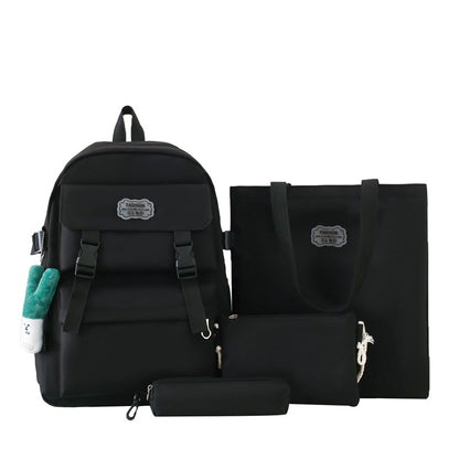 Student large capacity four-piece canvas school bag