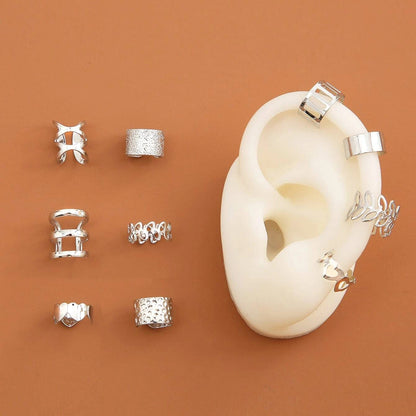 Gold leaf hollow C-shaped ear clips 10 pieces