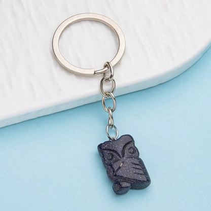 Crystal Engraved Owl Stainless Steel Keychain