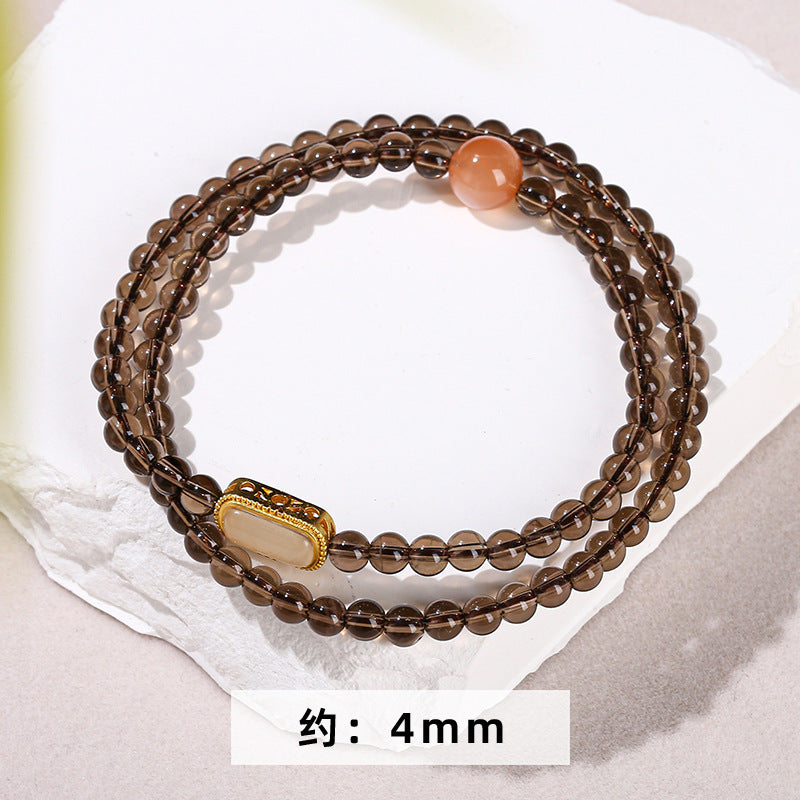 7A Natural Tea Crystal Orange Moonstone Bracelet