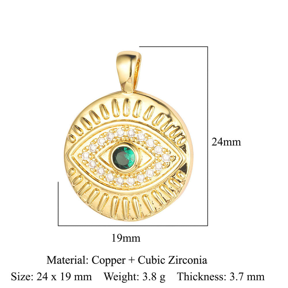 Copper zircon pendant evil eye blue eyes