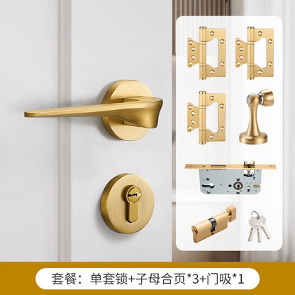 Solid wood door golden lock