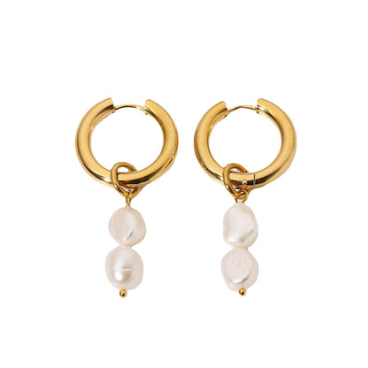 Double Freshwater Pearl Drop Earrings