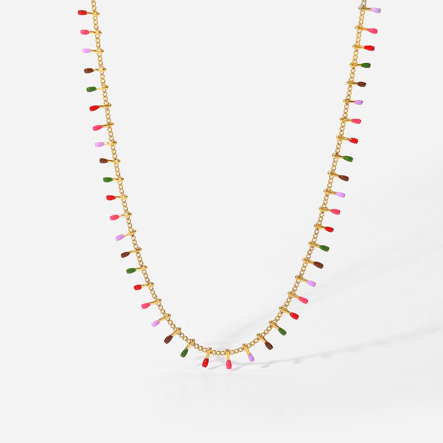 Colorful oil drip tassel necklace