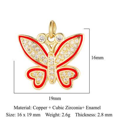 Heart-shaped copper zircon pendant bear snake scorpion