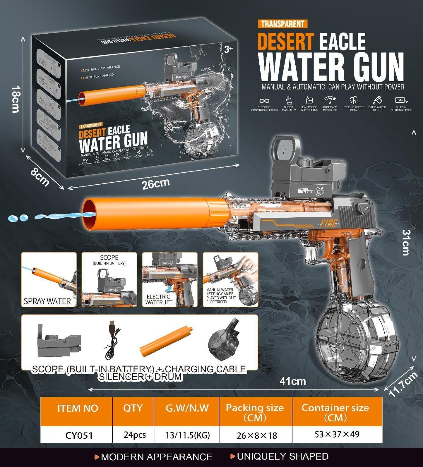 Large Capacity Rechargeable Automatic Water Gun for Water Fights