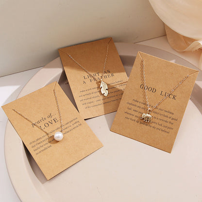 Letter Paper Card Butterfly Cat Alloy Necklace