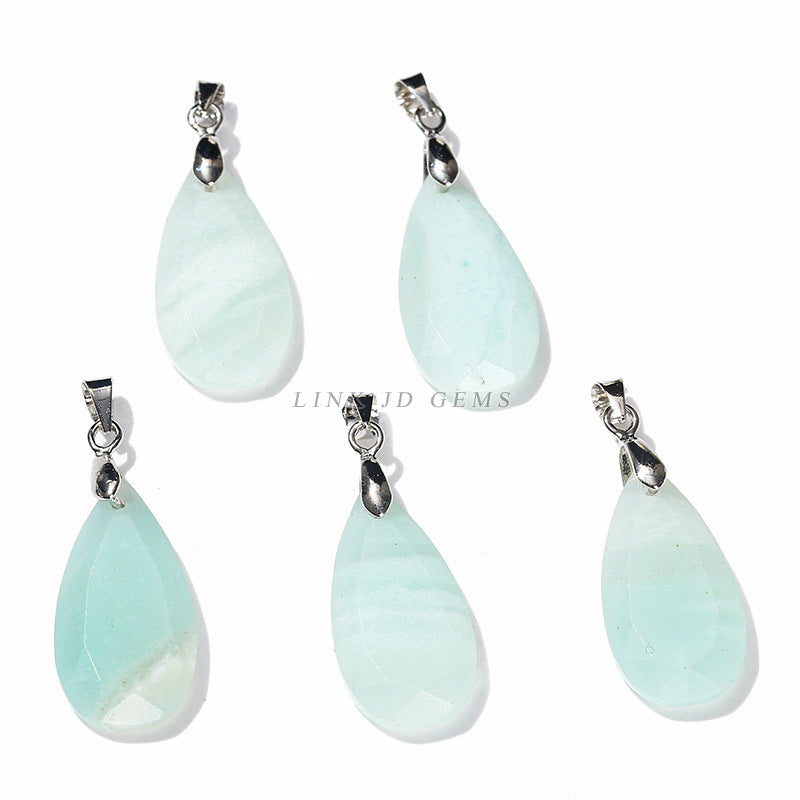 Natural crystal jade flat cut corner water drop pendant