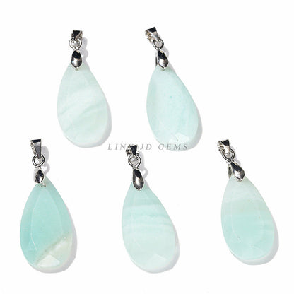 Natural crystal jade flat cut corner water drop pendant