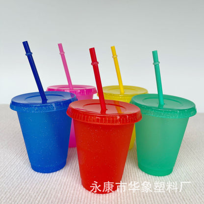 475Ml glitter straw cup