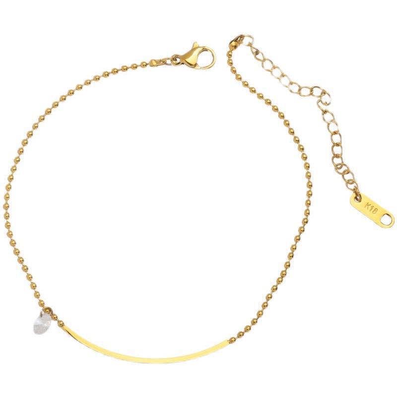 Smile zircon gold anklet