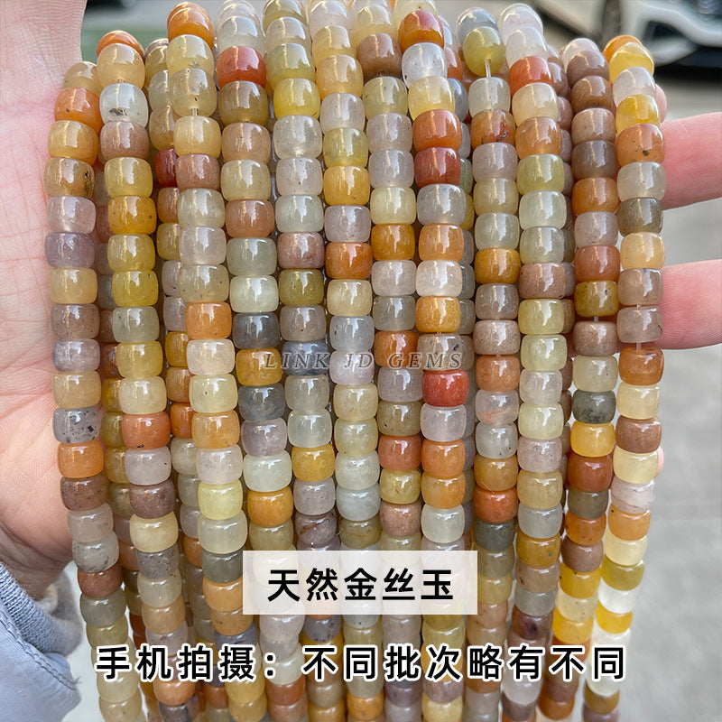 Perlas sueltas de jade Dongling verde natural de 8/10 mm con forma antigua 