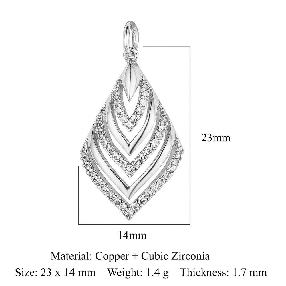 Feather dripping oil crown love copper zircon pendant