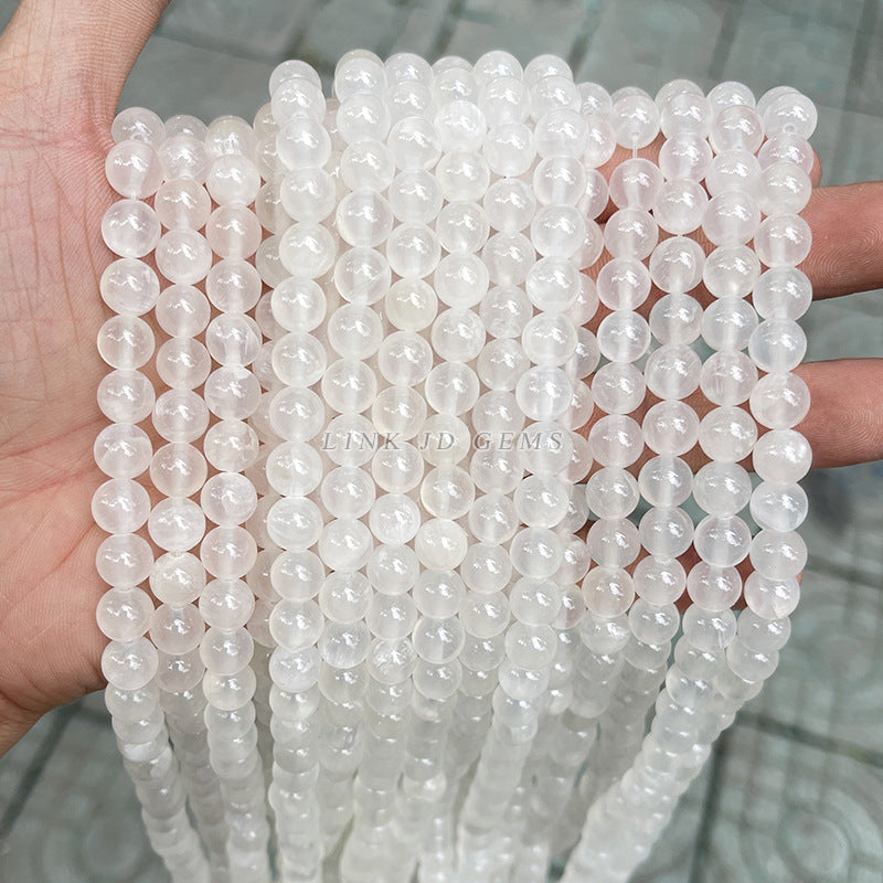 Perlas sueltas de jade blanco de Afganistán Perlas redondas de jade blanco lechoso 