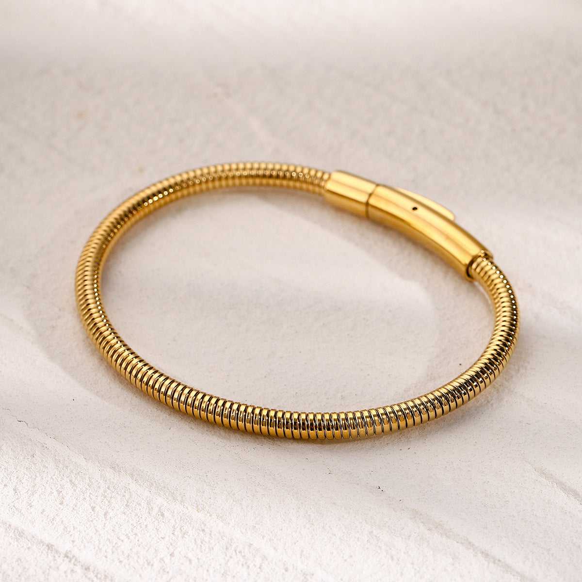 Gold Round Snake Bone Chain Bracelet