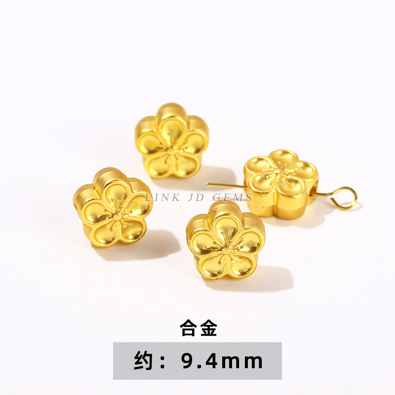 14/18K gold nine-character needle ball needle flower holder copper ring heart shape