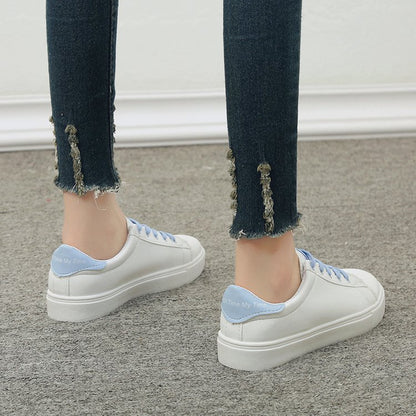 Little white shoes round head lace-up women's shoes