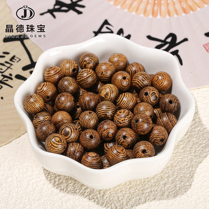 Natural chicken wing wood round beads perforated loose beads