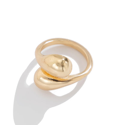 Glossy double water drop alloy ring