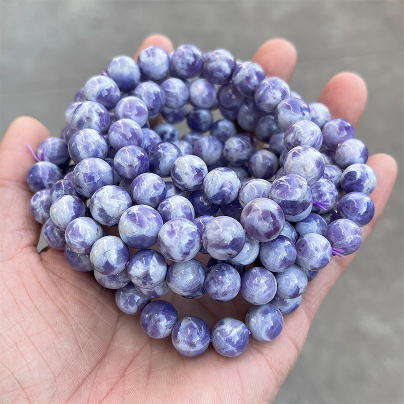 7A Natural Milk Cover Purple Jade Crystal Bracelet