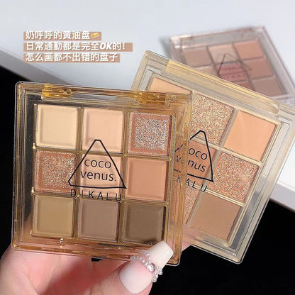 Paleta de sombras de ojos acrílicas transparentes de nueve colores 