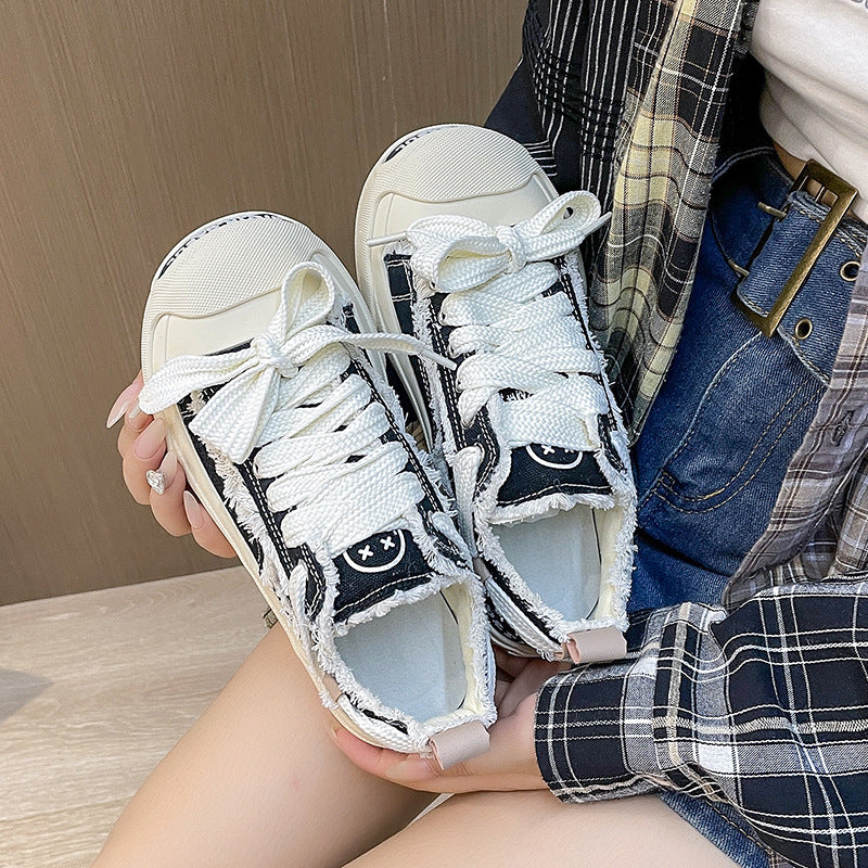 New style open smile trend casual canvas shoes