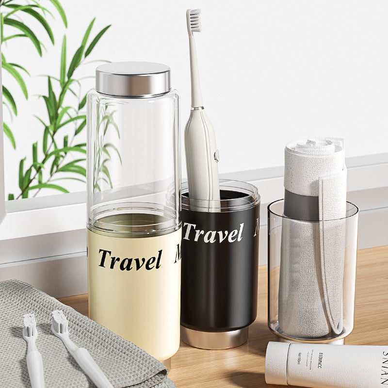 Travel Toiletry Set: Mouthwash Cup, Toothbrush Holder, Portable Storage Bag