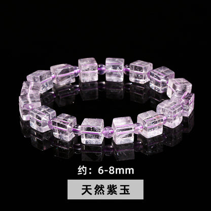 Natural purple jade rectangular sugar cube bracelet