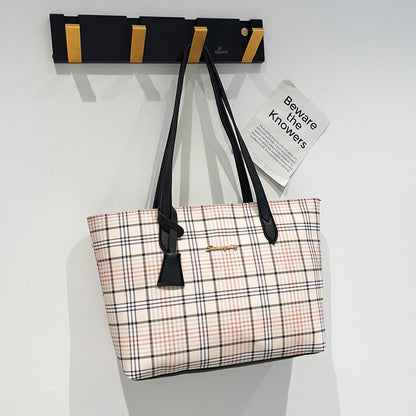 Plaid print tote bag