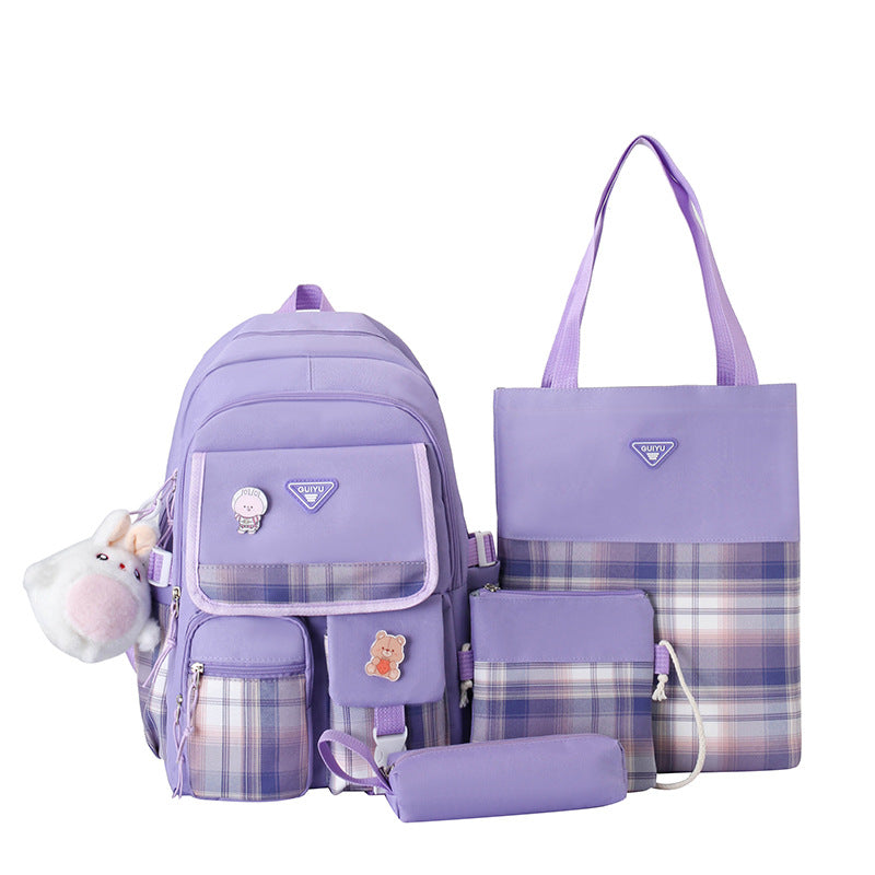 4-piece backpack for girls junior high school students