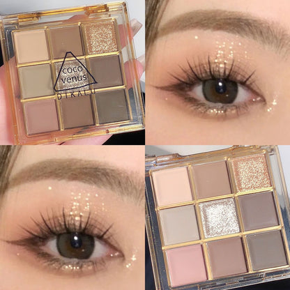 Paleta de sombras de ojos acrílicas transparentes de nueve colores 