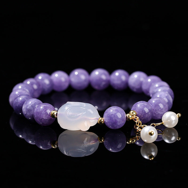 Imitation purple dragon crystal chalcedony round ball bracelet.