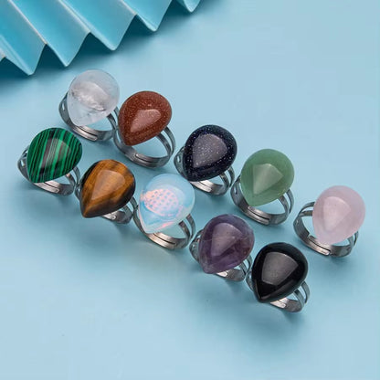 Natural Stone Teardrop Shape Agate Ring