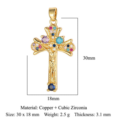 Cross Copper Micro-Inlaid Zirconia Pendant