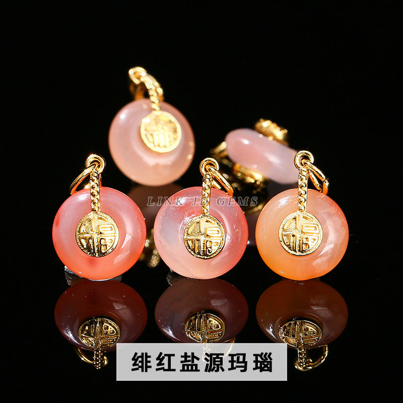 Scarlet Yanyuan agate safety buckle loose beads