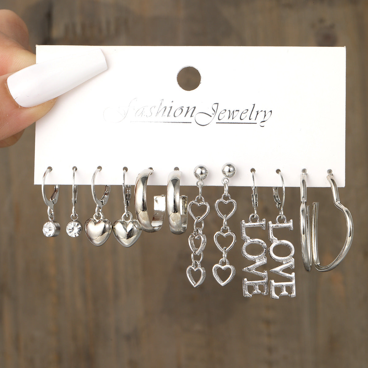 English letter love earrings set 6 pieces