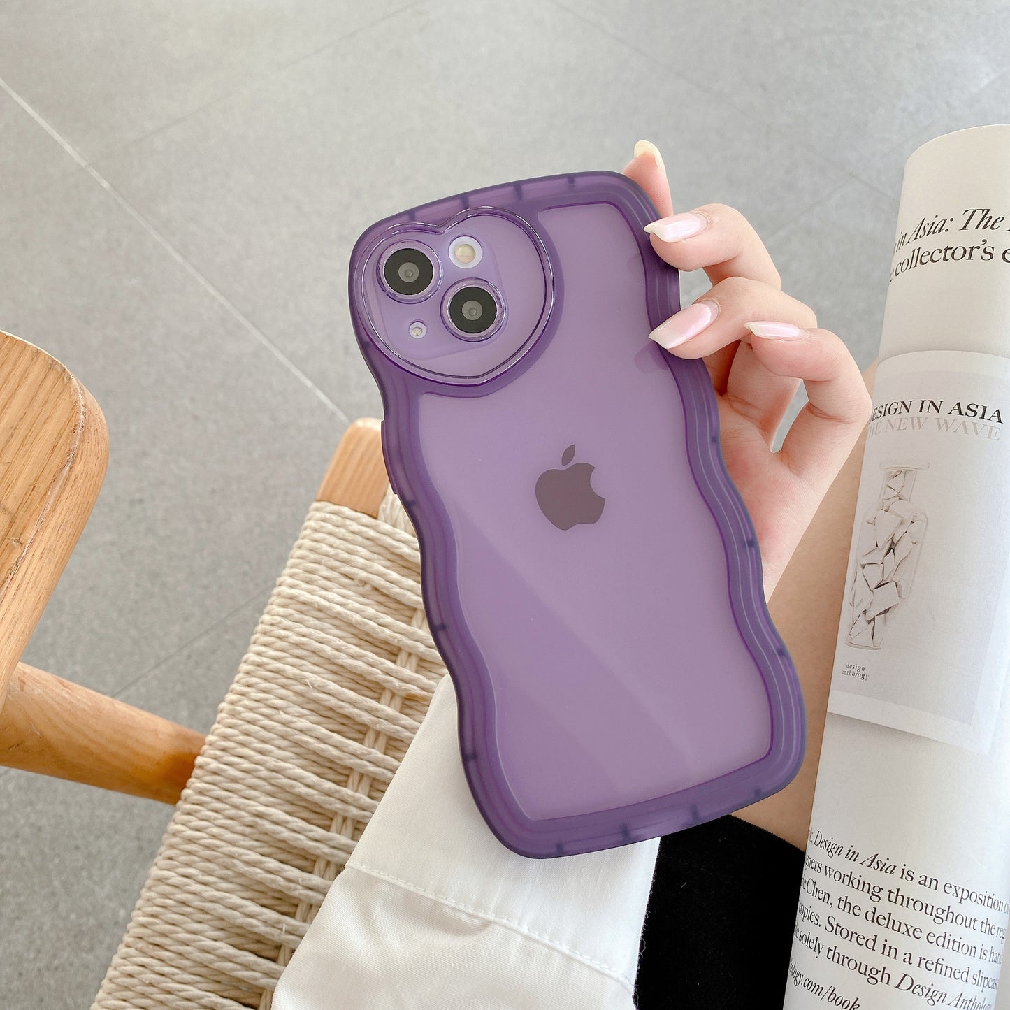 Funda de TPU transparente con diseño de ondas de corazón para iPhone 14 Pro, 8P, XS Max