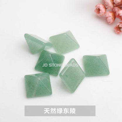 Natural stone crystal pyramid ring loose beads