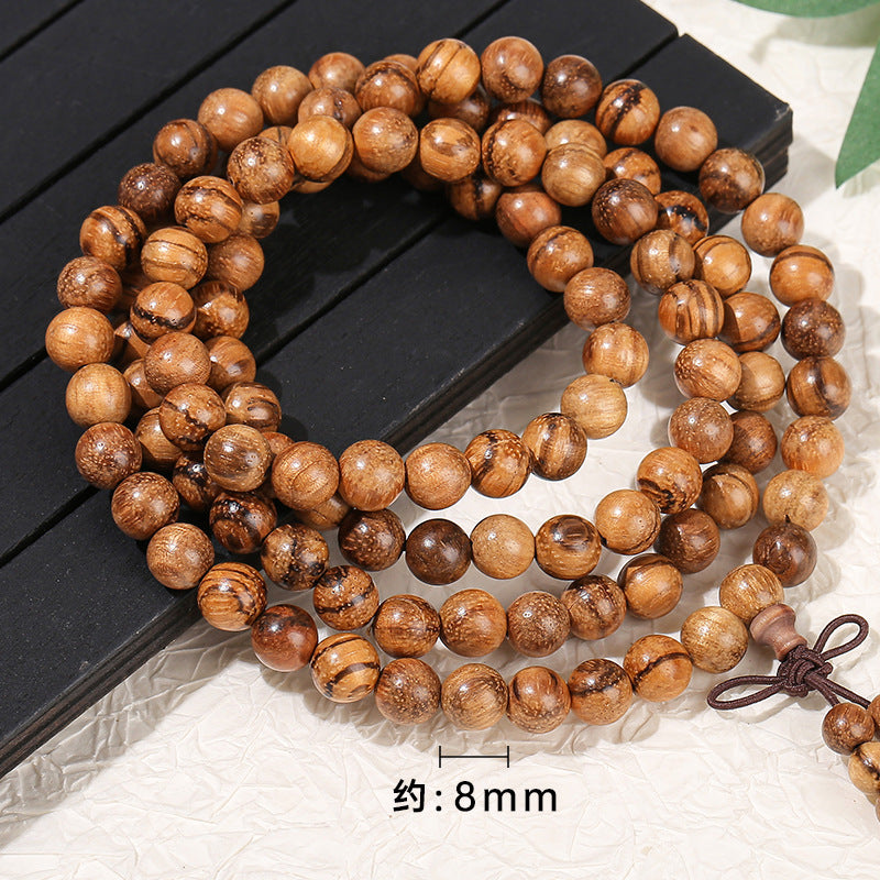 Agarwood multi-circle Buddha bead bracelet.