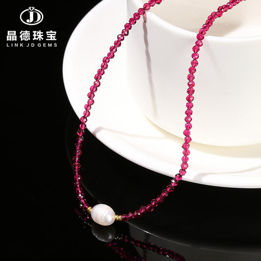 Imitation Ruby Necklace Cut Glass Beads