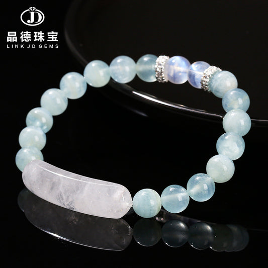 5A natural blue calcite round bead bracelet.