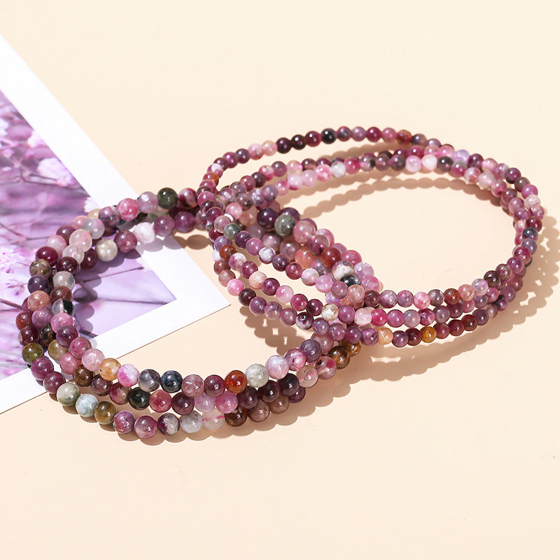 Natural color tourmaline multi-circle bracelet