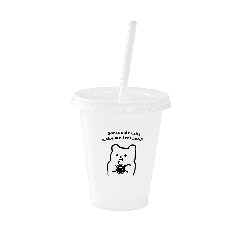 Plastic coffee straw cup