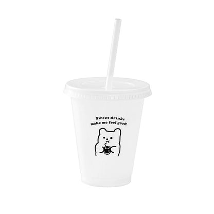 Plastic coffee straw cup