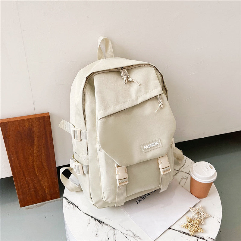 Solid color backpack Oxford cloth school bag