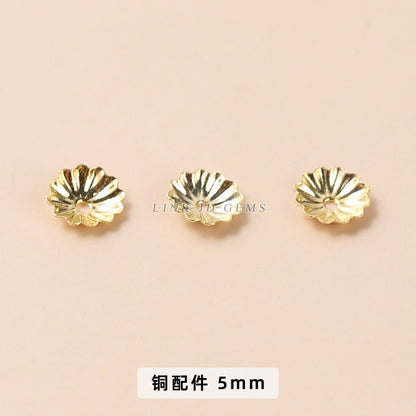 14/18K gold nine-character needle ball needle flower holder copper ring heart shape