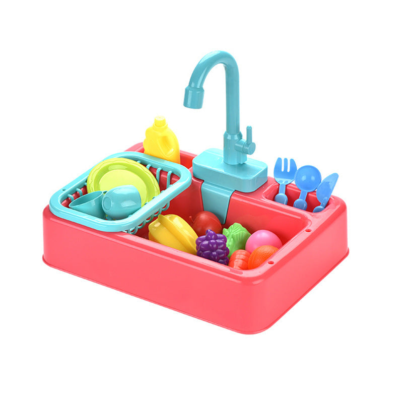 Children's Pretend Play Dishwasher Toy Early Education Infant and Toddler Electric Dishwashing Sink Automatic Water Dispensing Vegetable Washing Station